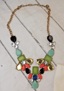 VINTAGE J. CREW 21 INCH NECKLACE WITH CLEAR CITRUS AND GREEN STONES - Picture 1 of 2