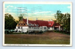 Decatur IL Illinois Country Club der Decatur Autos Postkarte weißer Rand 1932 - Bild 1 von 2