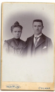 Colmar Hatz portrait CDV jeune couple - photo ancienne début 20e s - Picture 1 of 2