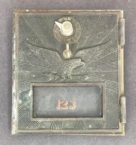 Antique U.S. Post Office Mail Box Door # 126 Flying Eagle Brass Combination Lock - Picture 1 of 4