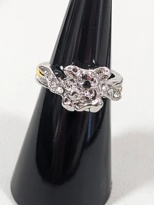 Двухцветный медведь коала любовь наше время вместе со стразами группы кольцо размер 5,5 - Изображение 1 из 4