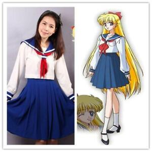 Sailor Moon Sailor Venus Cosplay Costume School Uniform Dress Customized Size