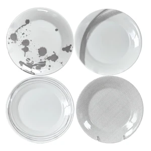 Royal Doulton 1815 London Plate Set 9.5" Mixed Patterns Set of 4 Porcelain Gray - Picture 1 of 2
