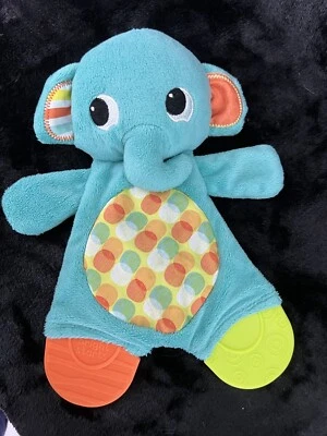 Bright Starts Bright Teal Elephant Lovey Teether Soft Toy Baby Security Blanket - Image 1 of 4