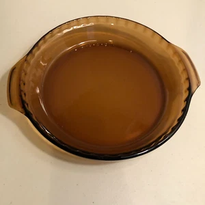 Anchor Hocking Pie Plate 10" Amber-Colored, Scalloped, Deep Dish, Oven & DW Safe - Picture 1 of 13