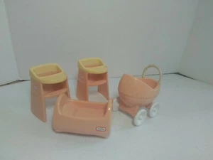 Vintage Little Tikes Puppenhaus 2 Hochstühle, Wiege, Kinderwagen - Bild 1 von 2