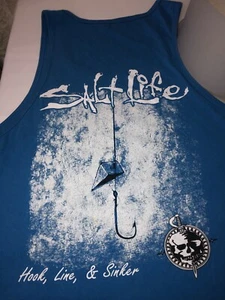 Salt Life Hook Line and sinker Men's Muscle Tank Size Med  Light Blue - Picture 1 of 5