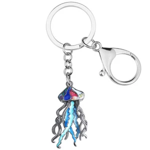 Enamel Alloy Floral Cute Ocean Jellyfish Keychains Jewelry Key Ring Charms Gifts - Picture 1 of 11