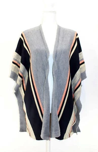 Damen Poncho Pullover Sophie Rue Oversize vorne offen gestreift Größe M - Bild 1 von 4