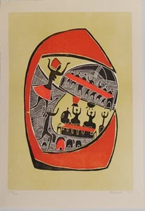 Lucky Sibiya /Linolschnitt / handsigniert /225 Exemplare/ 1975. - Picture 1 of 4