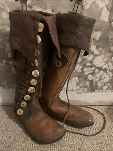 1970s Vintage Native American Indian lace-up Handcrafted boots Moccasins 7-8 - Picture 1 of 10