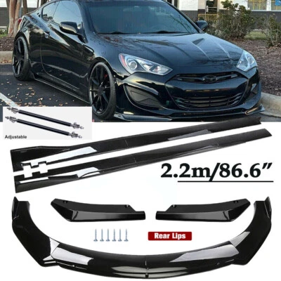 For Hyundai Genesis Coupe Front Bumper Lip Spoiler Splitter Body Kit+Side Skirt - Image 1 of 4