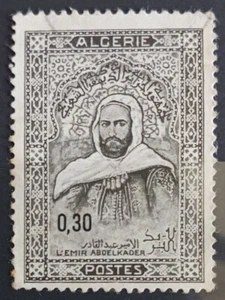 1968 Algeria 384 Emir Abd el-Kader Famous People 0.30 Dinar Black Used - Picture 1 of 1