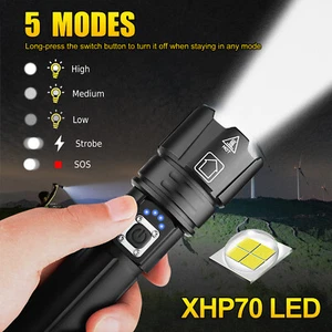 Super Hell 90000lm Taschenlampe USB Taktische Torch Taschenlampe Mit 26650 Akku - Bild 1 von 7