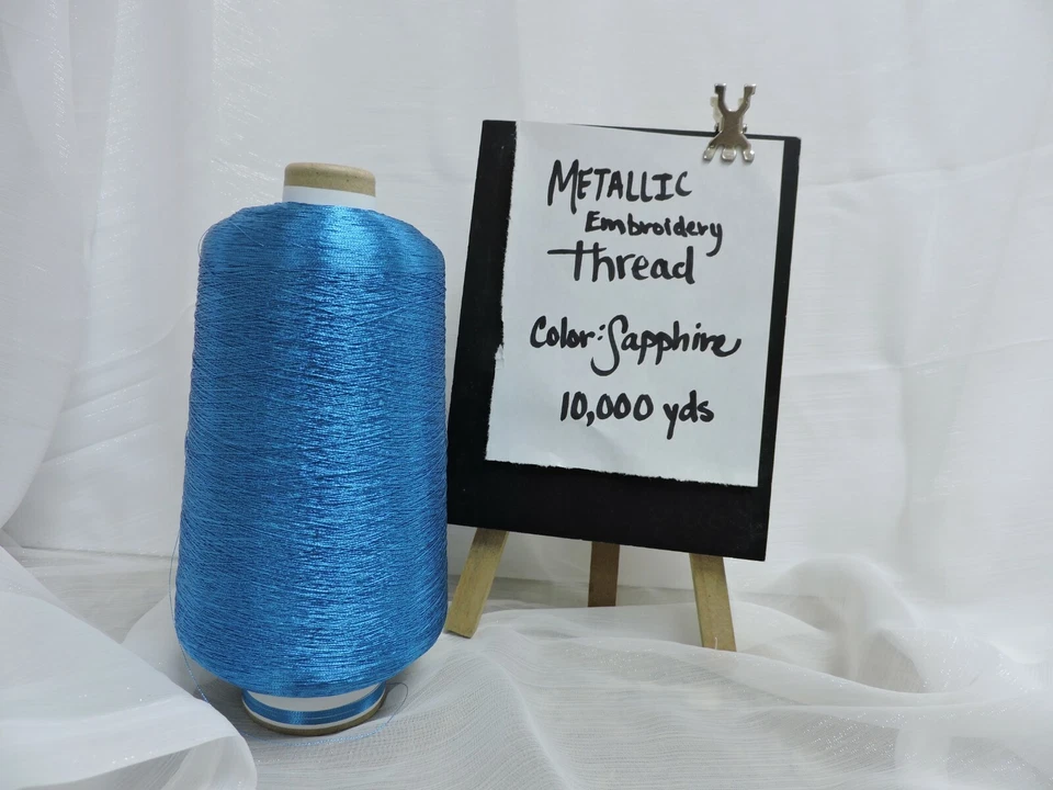 Metallic Machine Embroidery Thread 10,000 yds. Color Sapphire. - Image 1 of 1
