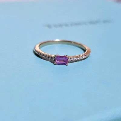 RARE Tiffany & Co. 18k Rose Gold Baguette Pink Sapphire Diamond Metro Novo Ring - Image 1 of 4