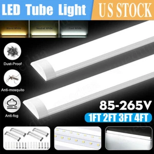 LED Batten Slimline Tube Light 2FT 3FT 4FT Wall/Ceiling WorkShop Fixtures 6000k - Picture 1 of 40