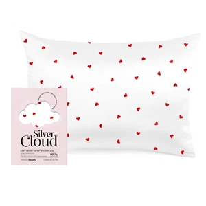 Silver Cloud Heart Satin Pillowcase infused with Silver Ions - Size 50 x 75 cm - Picture 1 of 7