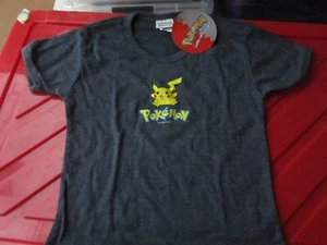NINTENDO POKEMON crop T-SHIRT GIRLS~GRAY~ NEW WITH TAGS~RARE 1999 VINTAGE~RETRO - Picture 1 of 3