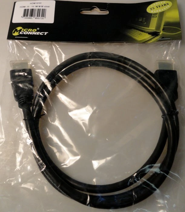 MicroConnect HDMI v1.3 Kabel 19-19, M-M, 1080p, 1m lang, HDM19191, NEU - Bild 1 von 1