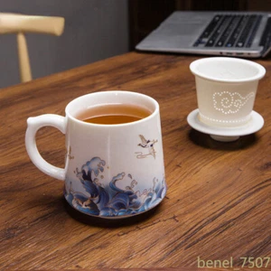 Palace Style Ceramic Master Cup Lid Enamel Color Tea Cup Filter Large Capacity - Picture 1 of 6