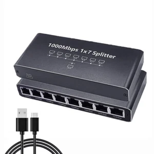 Gigabit Ethernet Splitter Adapter RJ45 LAN 1 in 7 out 1000Mbps Anschluss Dock - Bild 1 von 12