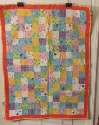 COLCHA HECHA A MANO NARANJA NOVEDAD ALGODÓN BEBÉ 40"X30" ENVÍO GRATUITO Foto 1 de 4