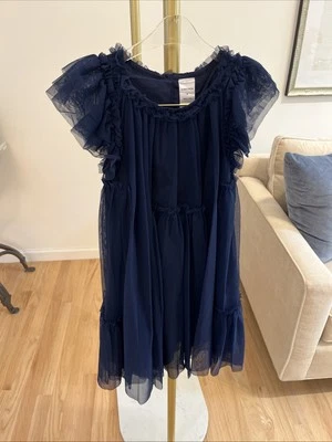 Vestido de gasa en capas marca Nordstrom para niñas azul marino talla 6 Foto 1 de 4
