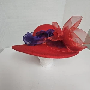 Red Hat Society große Untertasse Sinamay Fascinator Kirche ca. 22" Kentucky Derby - Bild 1 von 10