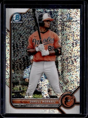 2022 Bowman Darell Hernaiz Chrome Prospects Speckle Refractor #241/299 Orioles - Image 1 of 2