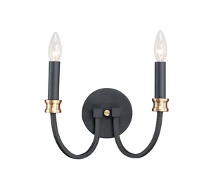 Maxim Charlton 2-Light Wall Sconce in Black and Antique Brass - Picture 1 of 1