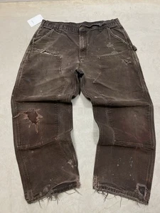 Pantalones Carpintero Carhartt Doble Rodilla Perfectly Distressed Talla 36x29 Marrón ERD - Imagen 1 de 15