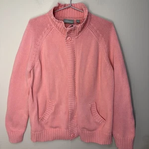 Suéter Croft & Barrow tejido cremallera completa para mujer cárdigan rosa grande 100 % algodón - Imagen 1 de 9