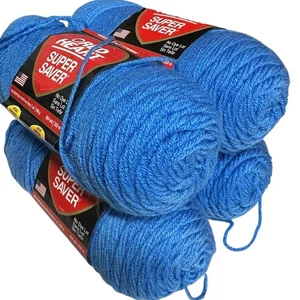 VTG Red Heart Super Saver Yarn DELFT BLUE 0885 Acrylic 7oz NO DYE LOT ~ LOT OF 4 - Picture 1 of 7