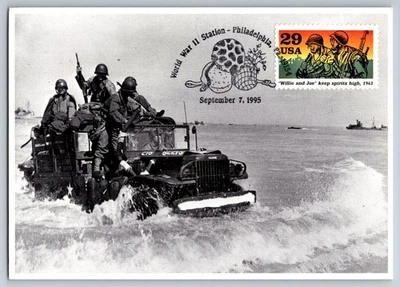 Maxi tarjeta Willie and Joe Keep Spirits High 2765h Segunda Guerra Mundial con cancelación fotográfica Foto 1 de 2