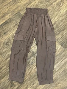 Olive Olivia Women’s Silk Harem Pants Taupe Size Small - Picture 1 of 13