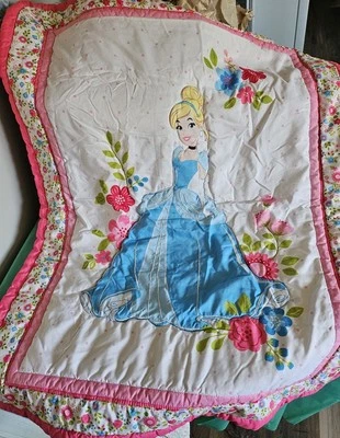 Disney Pink Cinderella Princess Baby Toddler 3 piece crib bedding set RARE! - Image 1 of 4