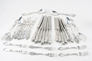 N89L35- Silber 800 Tafellöffel Gabeln Dessertgabeln & Messer Auerhahn - Picture 1 of 12