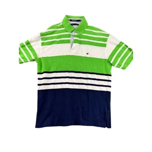 Poloshirt Herren Tommy Hilfiger L grün weiß marine gestreift Top Zustand - Bild 1 von 10