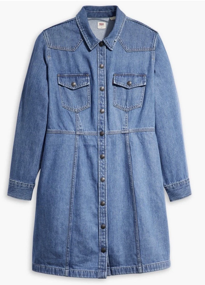 Levi’s Ellie Denim Dress Plus Size 2X Blue Jean Snaps A10480000