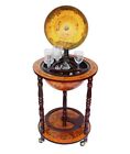 Vintage Globe Bar Drink Cabinet Wine Bottle Stand Trolley Movable Wheels 330mm