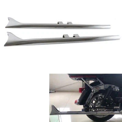 Chrome 42" Fishtail Exhaust Pipe Slip Ons for Harley Touring Road King 1995-2016 - Image 1 of 4