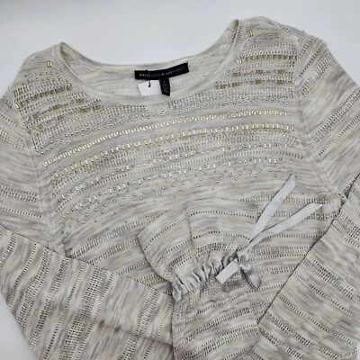 Vestido Suéter Casa Blanca Mercado Negro Grande Cuello en V Gris Acanalado Tejido Brezo Nuevo con Etiquetas Foto 1 de 4