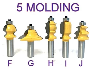 5 pc 1/2" Shank Architectural Specialty Molding 2 Router Bit set S - Picture 1 of 12