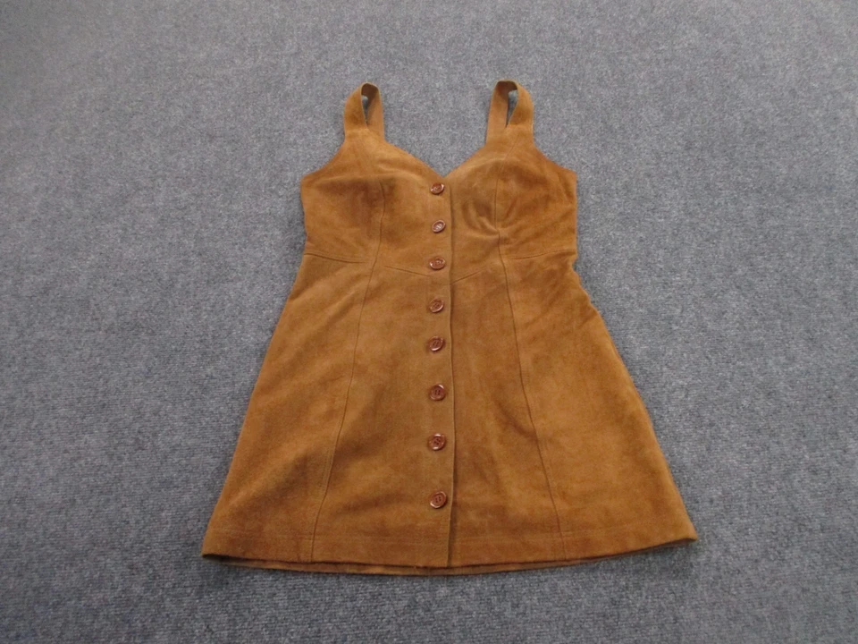 Free People Dress Women 4 Cow Hide Leather Overalls Button Tank Western Casual - Image 1 of 4