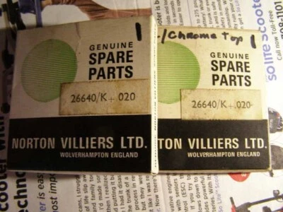 Norton Commando Piston RINGS 850  + .020  ring  Commando 06-7960 OEM NOS  NV LTD - Image 1 of 4