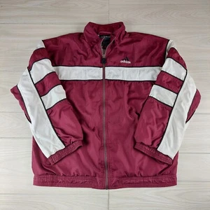 Chaqueta cortavientos Adidas clásica vintage para mujer XL borgoña blanca forrada - Imagen 1 de 10
