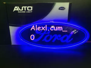 7" LED Blue Light Rear Tailgate Front Grille Emblem Badge Nameplate For Ford - Foto 1 di 5