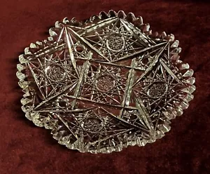 American Brilliant Cut Glass Sawtooth Edge 7" Plate Tray EC! - Picture 1 of 4