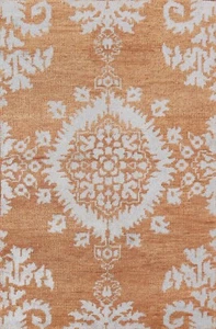 Transitional Floral 4x6 ft. Rust Color Indian Oriental Area Rug Hand-knotted - Picture 1 of 12